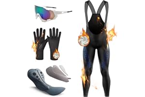 Men’s Cycling Bib Tights,Winter Biking Trouser, Padded Thermal Lightweight Bib Pants, Winter Biking Leggings