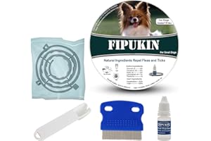 FIPUKIN Natural Ingredients Flea Repellent Collar for Small Dogs,Safe and Effective Flea and Tick Repellent, Waterproof,8 Months Protection,Free Comb and Tick Scoop,Flea Repellent Drops,13.8 Inches,1-Pack