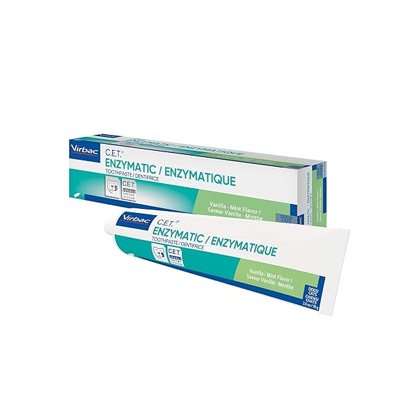 VIRBAC C.E.T.® ENZYMATIC TOOTHPASTE| TARTAR & PLAQUE CONTROL FOR FRESH BREATH | PET DENTAL CARE TOOTHPASTE |VANILLA MINT FLAVOR, 2.5 OZ