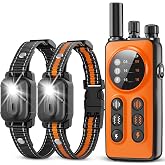 Dog Shock Collar 2 Dogs, 3300ft Dog Training Collar with Remote, Real-time Dual-Channel Remote with 3 Training Modes, Beep, Vibration, Safety Shock, Light, Fits 8-120 lbs All Breeds Sizes - Orange