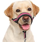 BARKLESS Soft Dog Head Collar, Patented Padded No Pull Training Head Halter | Nose Lead with Safety Link for Medium Large Dogs, Adjustable | Reflective Muzzle Leash, Easy Control for Walking, Pink M