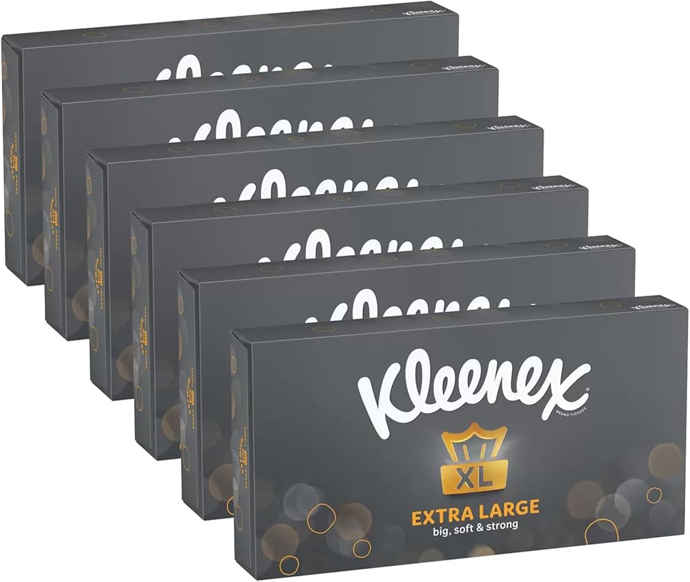 Kleenex Extra Large Facial T tissues 2 ply 90 sheets Men Pack 6