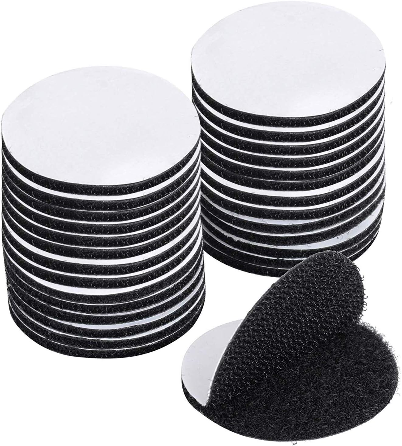 26Pcs Adhesive Hook Loop Dots Double Sided, Sticky Back Coins 1.5 In Heavy Duty Hooks and Loops Dot Rug Carpet Stopper Pad Industrial Strength Adhesive Tape Mounting Interlocking Fasteners Round Black