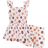 Arshiner Toddler Girl Clothes 2 Piece Summer Outfit Ruffle Sleeveless Top and Shorts Set with Pockets 2-7Y