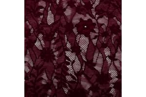 Texco Inc 2-Way Stretch Nylon Spandex Scallop Edge Lace Fabric 57/59" Lightweight-Floral Design/Clothing Apparel/Accessories/Dresses/DIY Projects, Burgundy 3 Yards