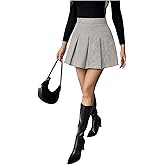 Floerns Women's Plaid Pleated Mini Skirts Preppy Uniform Skater A Line Skirt