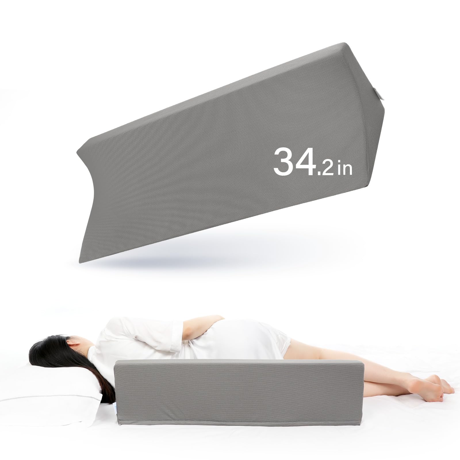 Photo 1 of Fanwer 34.2in Wedge Pillow for Sleeping,Bed Wedge Pillows for After Surgery Body Positioners,Triangle Foam Wedge Pillow for Side Sleeping,for Pregnancy,Back,Leg Pain Relief,Grey Machine Washable Cover