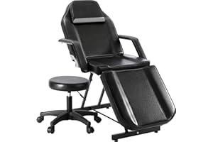 LOUVIXA Tattoo Chair Esthetician Bed, Lash Chair for Tech, 73 Inch Massage Bed Adjustable Facial Bed (Black)