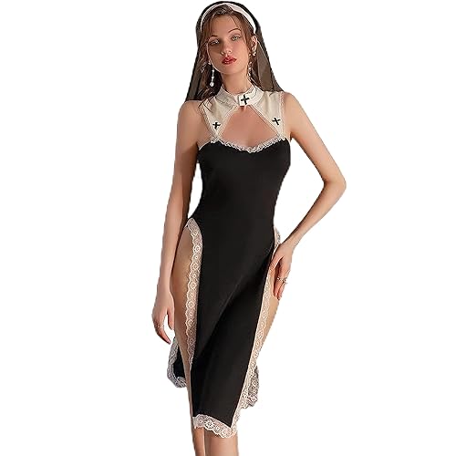 Acariciar Cosplay Nun Dress Lingerie Sexy Nun Costume Anime Devil Women  Uniform Roleplay Maid Outfit High Slit Dress Up (M) in Kenya | Whizz Women
