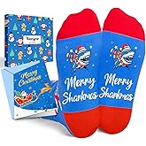 HAPPYPOP Shark Socks for Kids Teens - Christmas Gifts Stocking Stuffers with Greeting Card