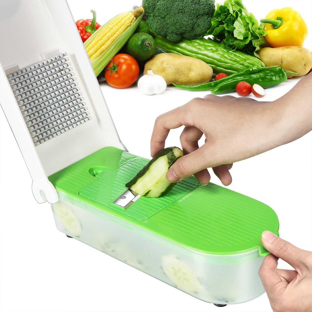 LHS Vegetable Chopper, Pro Onion Chopper Slicer Dicer Cutter - Cheese & Veggie Chopper - Food Chopper Dicer with 5 Blades: Kitchen & Dining