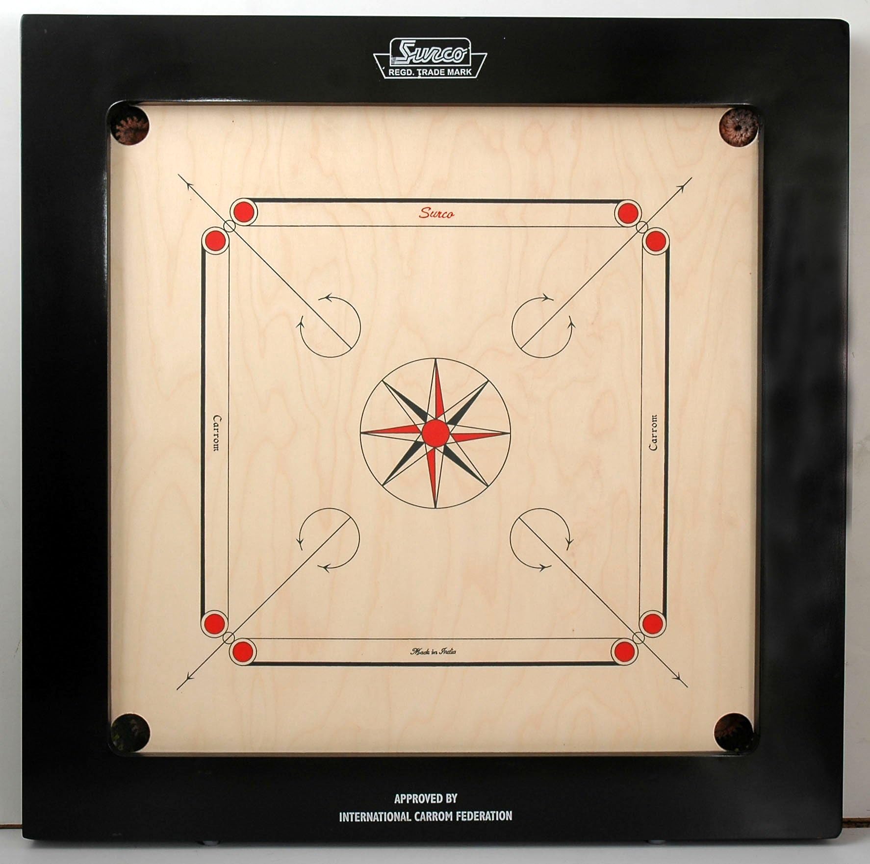 Surco Champion Speedo Carrom Board with Coins and Striker, 20mm