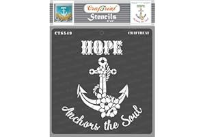 CrafTreat Hope Word Anchor Stencils for painting on Wood, Canvas, Paper, Fabric, Floor, Wall and Tile - Hope Stencil - 6x6 Inches - Reusable DIY Art and Craft Stencils Words and Phrases - Word Stencil