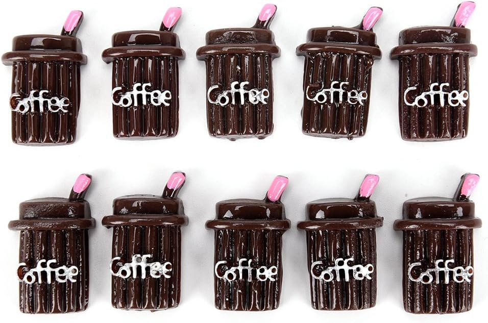 Xiangfeng 10 PCS Mini Resin Flatback Coffee Cup Charms Loose Spacer Beads Findings Scrapbooking Embellishments Flatback