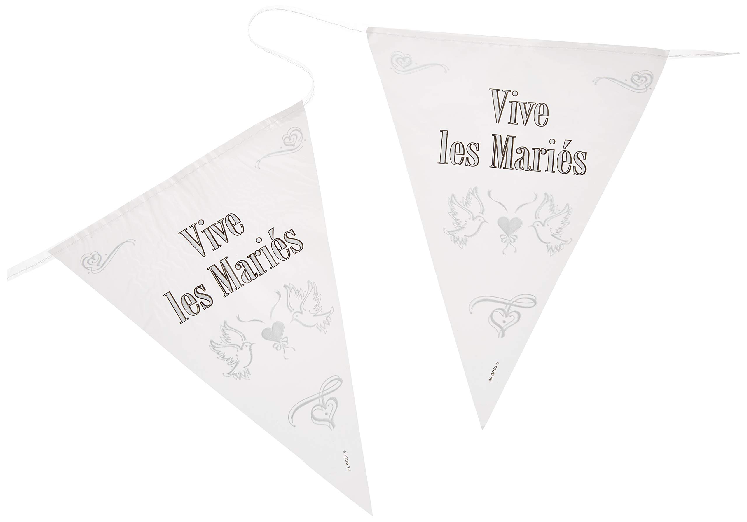 Folat - 'Vive les Mariés' Garland For Themed Party - 10 meters - White