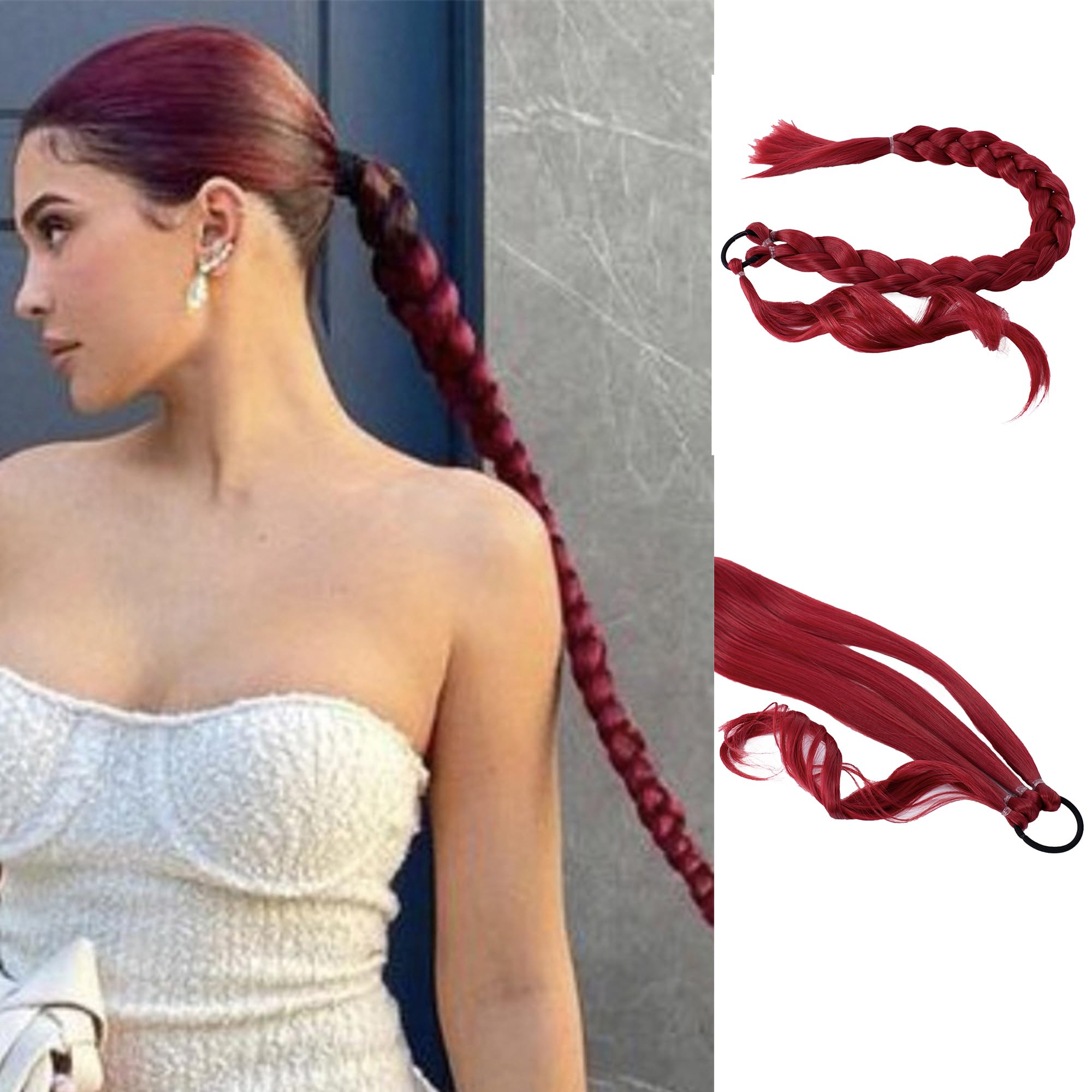CAISHA 30" Hair Piece Ponytail Hair Extensions Braid For Braiding Red HEZ 102 โ image 1