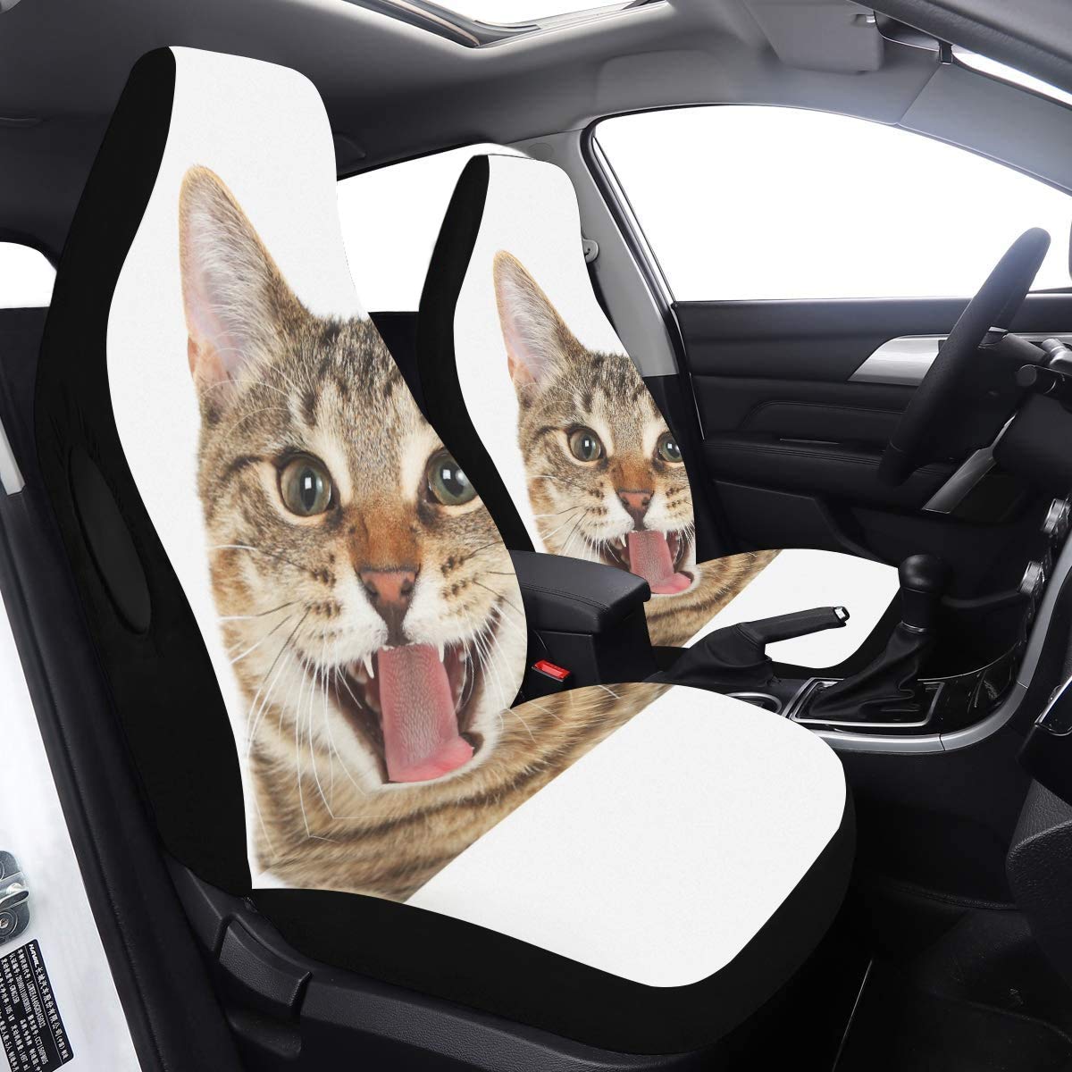 Car Driver Seat Cover Bengal Cat Looking Over Sign Funny