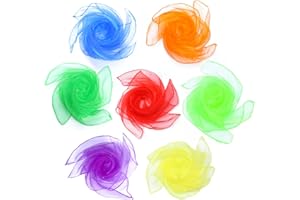 Zolunu 7 Pieces Square Juggling Scarves - Dance Scarves for Kids Play, Magic Trick Silk Scarves Performance Props Accessories 24 x 24 Inches