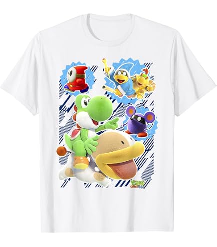 Amazon.com: Yoshi's Crafted World Poochy Burst Game Logo Graphic T