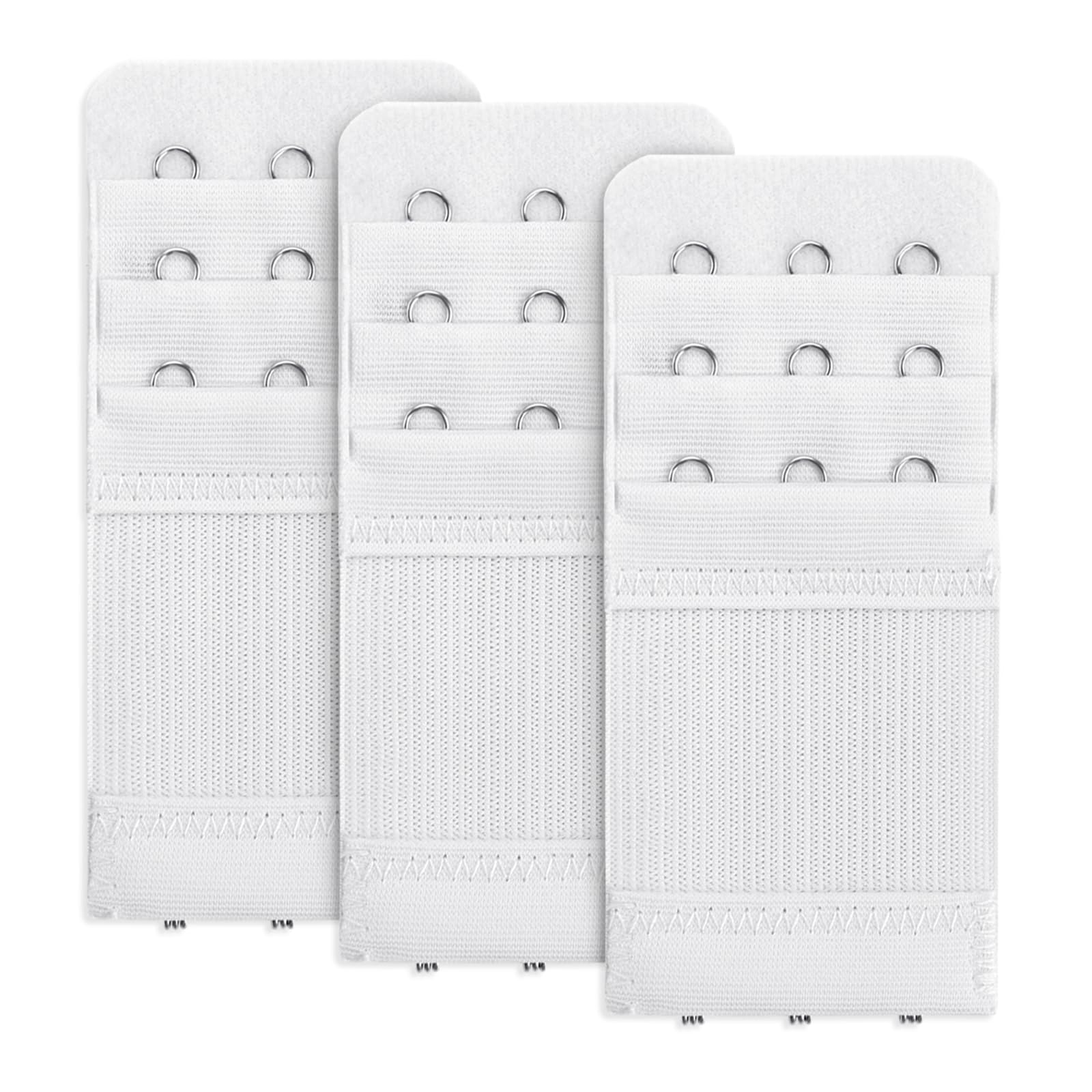 Photo 1 of Aster 3 Pieces Bra Extenders 3 Hook 3 Row Lady's Soft Bra Extension Strap Comfortable Bra Extender for Women (White)
