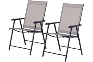 Outsunny Folding Outdoor Patio Chairs Set of 2 Stackable Portable for Deck, Garden, Camping and Travel