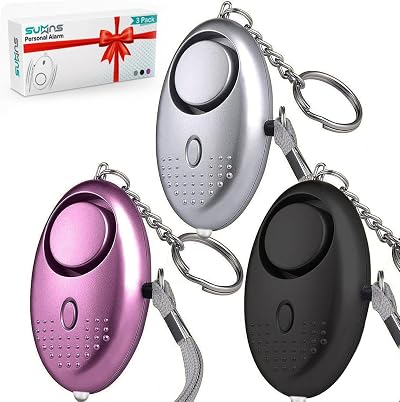 SUMAS 3 Pack Personal Safety Alarm 140DB Loud Keychain with LED Light for Women