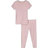 KicKee Short Sleeve Pajama Set, Year Round Solid, Ultra Soft and Snug Fitting PJs, Matching Top and Bottom Sleepwear Set (Baby Rose - 2T)