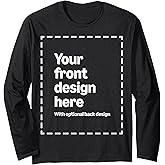Custom Front & Back Print Long Sleeve T-Shirt with Your Image for Men and Women by Modify by Amazon Merch on Demand