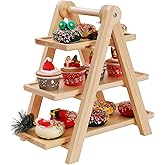 MORITECK 3-Tier Dessert Stand, 5.9" Extra-Wide Shelves, Natural Clear-Coated Finish, Stable & Easy-Clean Cupcake Holder for Afternoon Tea, Fruit, Snacks, Party Display