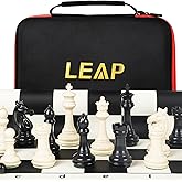 Tournament Chess Set 20''x20'' Foldable Silicone Chessboard,Weighted Pieces | 3.75'' King Height, Quadruple Weighted Pieces Classic Staunton,Convenience for Travel,Storage Carrying Bag for Beginner Adult