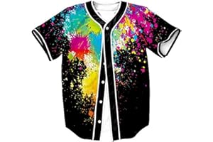 TECOMENING Men and Women Bel Air Jersey Baseball Jersey 90'S Theme Party Hip Hop Short Sleeve Graffiti Shirt for Clubs and Bars