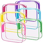 CHICAUP 6 Pieces Clear Makeup Bags Bulk TSA Approved Toiletry Bag for Travel PVC Waterproof Clear Cosmetic Pouch with Zipper for Men and Women Carry-on Travel Essentials