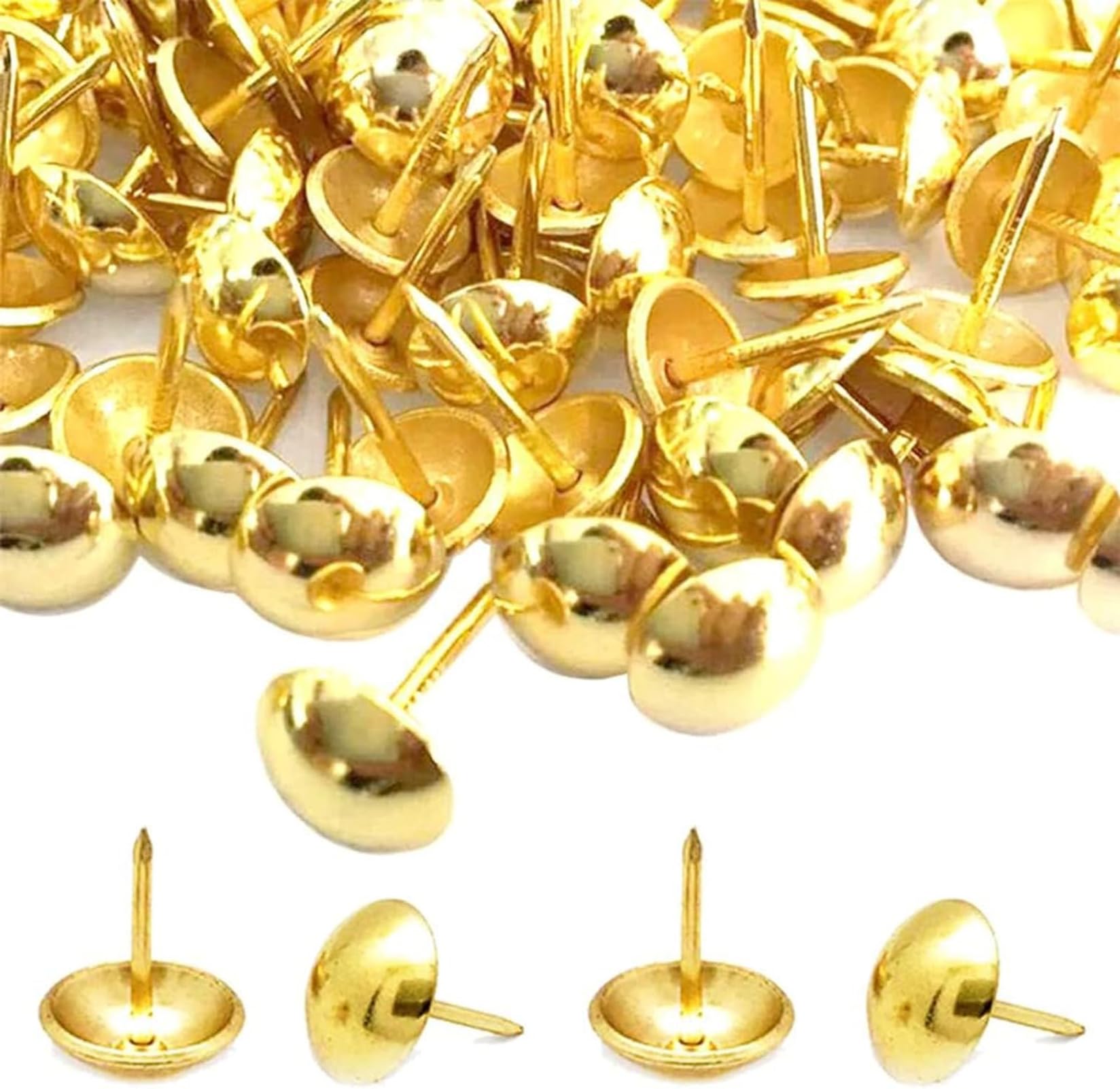 500 Pcs Upholstery Tacks, Gold Decorative Thumb Tacks, Furniture Push Nail Pins, Antique Push Studs, Drawing Picture Chairs Carpet Nails Pins Studs(11 * 17mm)