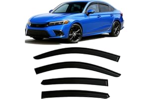 OLLTOZ 2023-2025 Tape-On Rain Guards for Honda Accord Side Window Visor Deflectors SE LX EX Sport EX-L Sport-L Touring Hybrid Durable Tinted Shade 2024