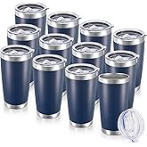 Cool Yoleb 20 oz Tumblers Bulk Stainless Steel Tumbler with Lid Double Wall Vacuum Insulated Coffee Mug 20oz Powder Coated Cup for Hot and Cold Drinks, Navy, 12 pack