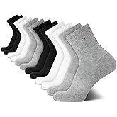 Tommy Hilfiger Mens Quarter Socks - 12 Pack Athletic Performance Cushioned Quarter Length Ankle Socks for Men for Running