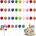 Sieral 40 Pcs Mini Balloon Cake Toppers Colorful Rainbow Cake Topper Round Clay Balls Cupcake Toppers for Birthday Baby Shower Wedding Party Decorations(Rainbow Color)