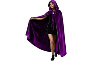 ROC PARTY Velvet Hooded Cloak for Adults Full-Length Medieval Cape with Oversized Hood for Halloween Cosplay Gothic Wizard