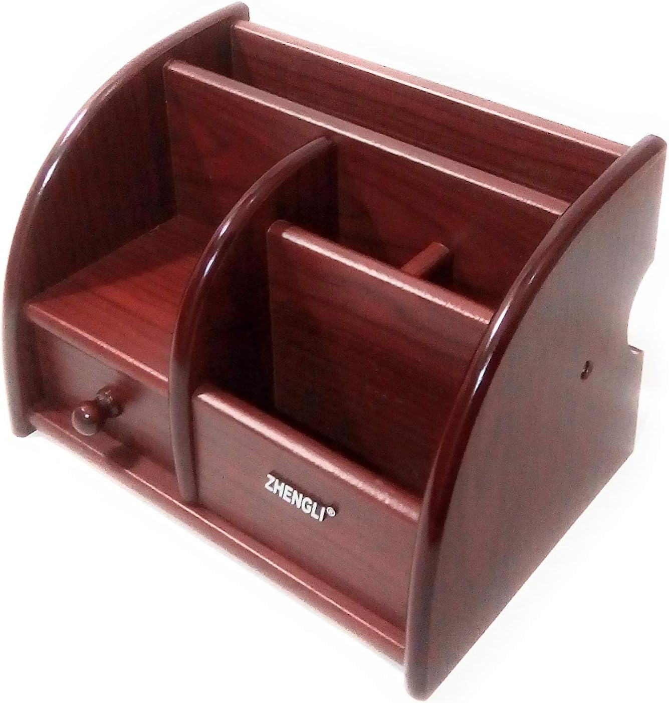 12 Star Wooden Pen Stand with Drawer, Mobile Holder and Remote Stand for Office Desk, Table Accessories All in One Multipurpose Desk Organizer