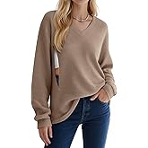 Sweetyweee Women’s Waffle Knit Nursing Shirts, Long Sleeve Oversized Breastfeeding Tops Hidden Zipper V Neck Maternity Tops