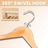 Aspect Wooden Hangers 40 Pack Natural Smooth Notches 360° Hook Pants Bar view 4