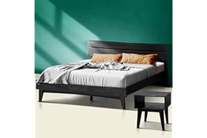 A ACACIA FURNITURE Acacia 2-Pcs King Bedroom Set Aurora – Solid Wood Bed Frame with Headboard & Matching Nightstand, Mid-Century Modern Farmhouse, Black Ristretto, 800 lbs Capacity, Sturdy, No Box Spring, Easy Assembly