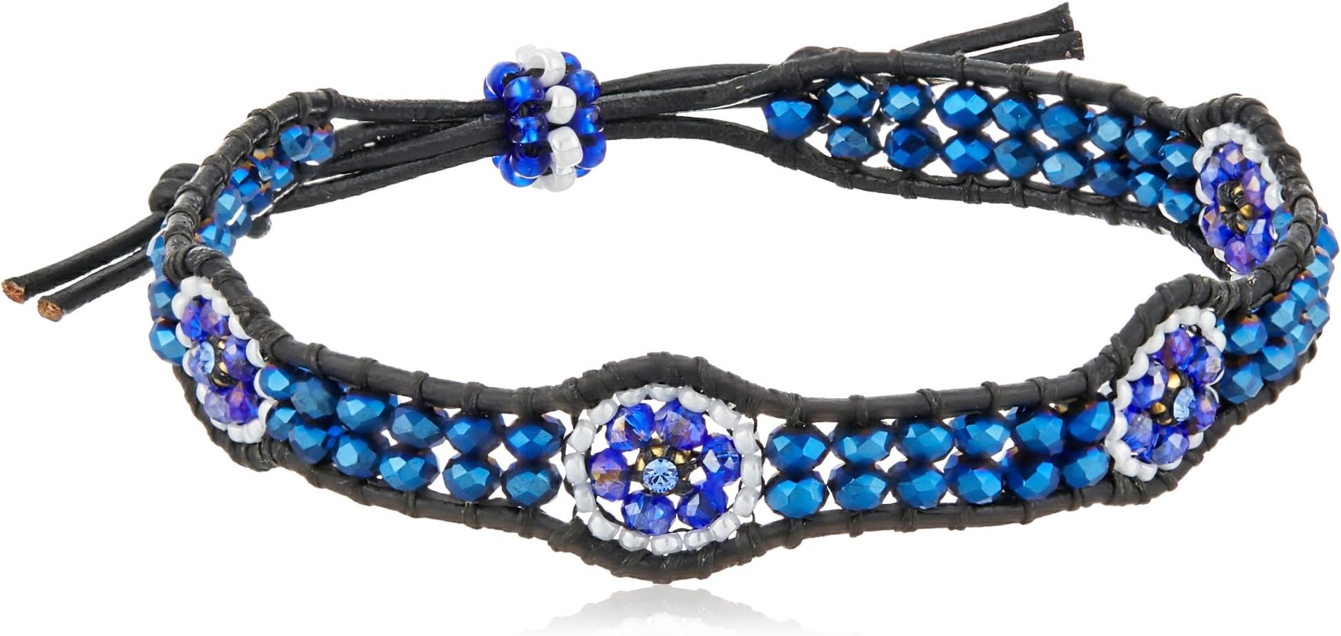 Miguel Ases Flower Station Leather Slip-Knot Bracelet