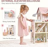 Giant bean Wooden Dolls House 2.6ft Elevator Light 22 pcs Furnishings 3 Dolls view 5