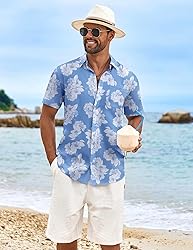 COOFANDY Mens Hawaiian Shirts Short Sleeve Button