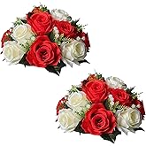 Sziqiqi Pack of 2 Fake Flowers, Silk Rose Flowers, Suit for Wedding/Party Centerpiece Road Lead Flower Rack Decorations, 2 Pieces