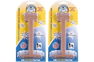 Bullibone Nylon Dog Chew Toy for Aggressive Chewers - Dental Hygiene Bone with Peanut Butter Flavor, Durable Tough Chew Toys for Large Dogs, Indestructible Dog Bone - 2 Pack