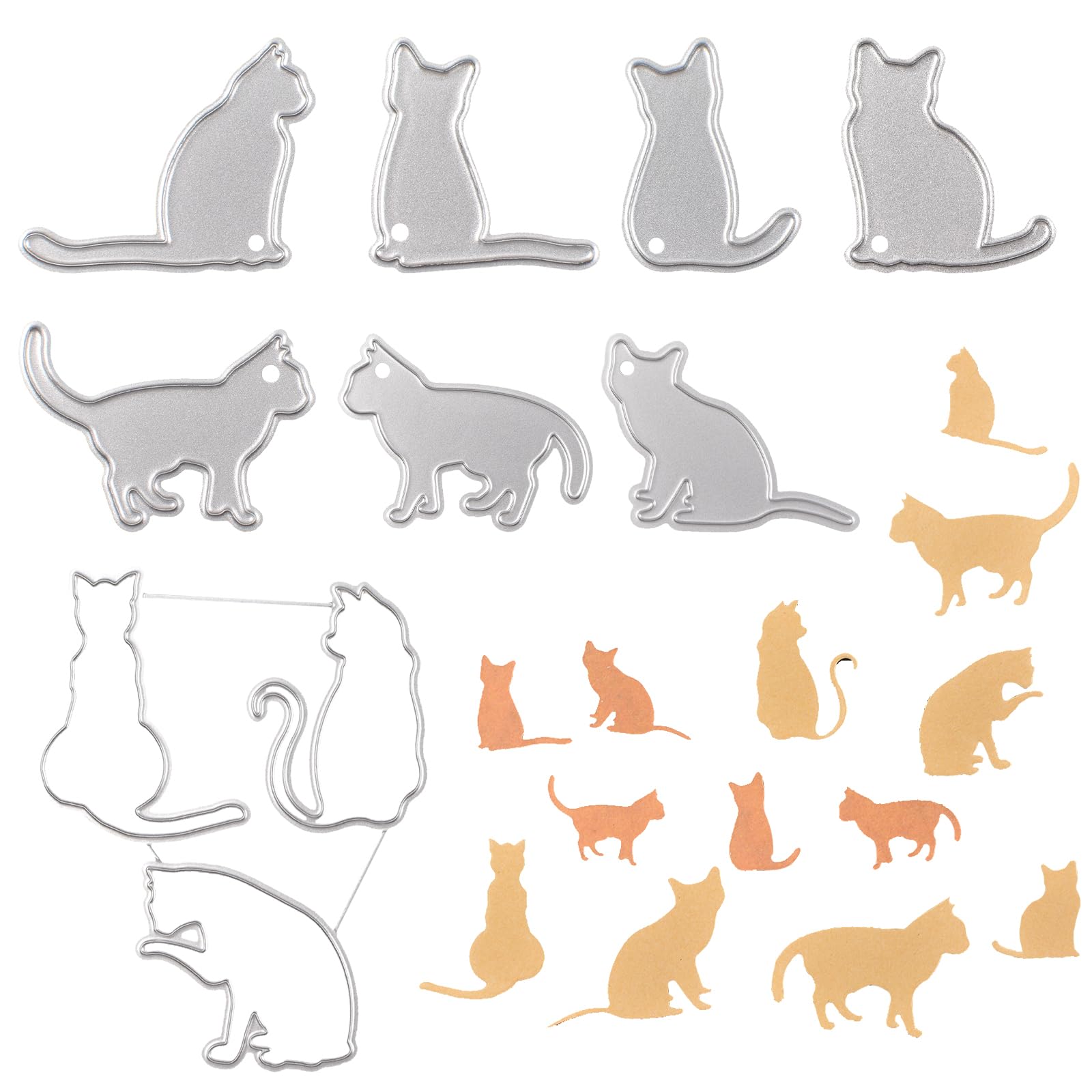 URROMA 13 PCS Cat Cutting Dies Metal, Cutting Dies for Card Making Cat for for DIY Scrapbooking Photo Album Decorative Embossing Paper Dies