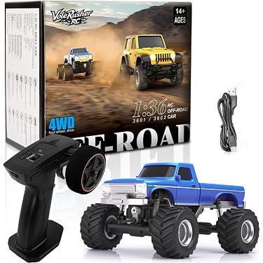 Coche Teledirigido Todoterreno HERMORRYSS – 2WD, 15 Km/h, 2 Baterías, 2,4 GHz, Impermeable, Para Niños De 6 A 10 Años