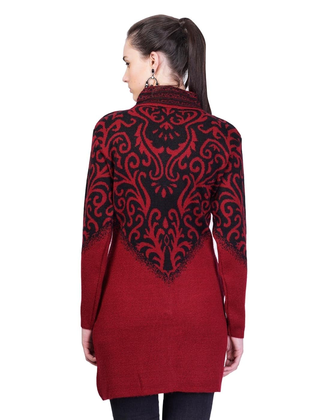 montrex maroon designer long coat for women